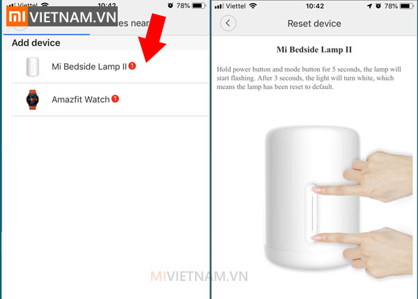 Hướng dẫn kết nối đèn ngủ Xiaomi Mijia